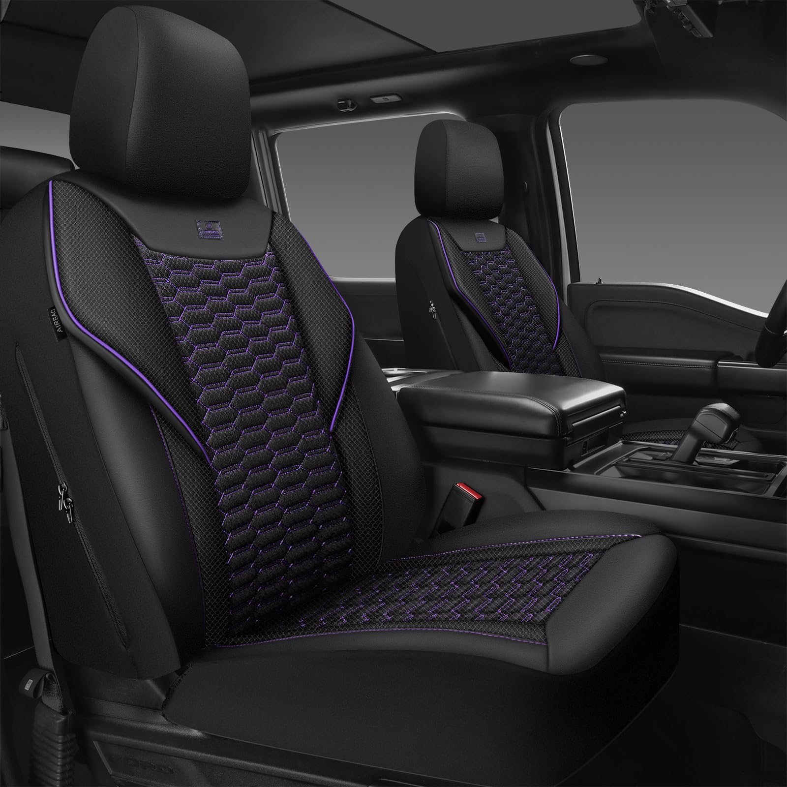 Photo 1 of CAR PASS 3D Foam Mesh Leather Car Seat Covers Front Seats,Breathable Mesh Front Seat Covers for Women,Universal Fit for Cars SUV Truck Sedan Van Automotive,Armrest Airbag Compatible,Black and Purple