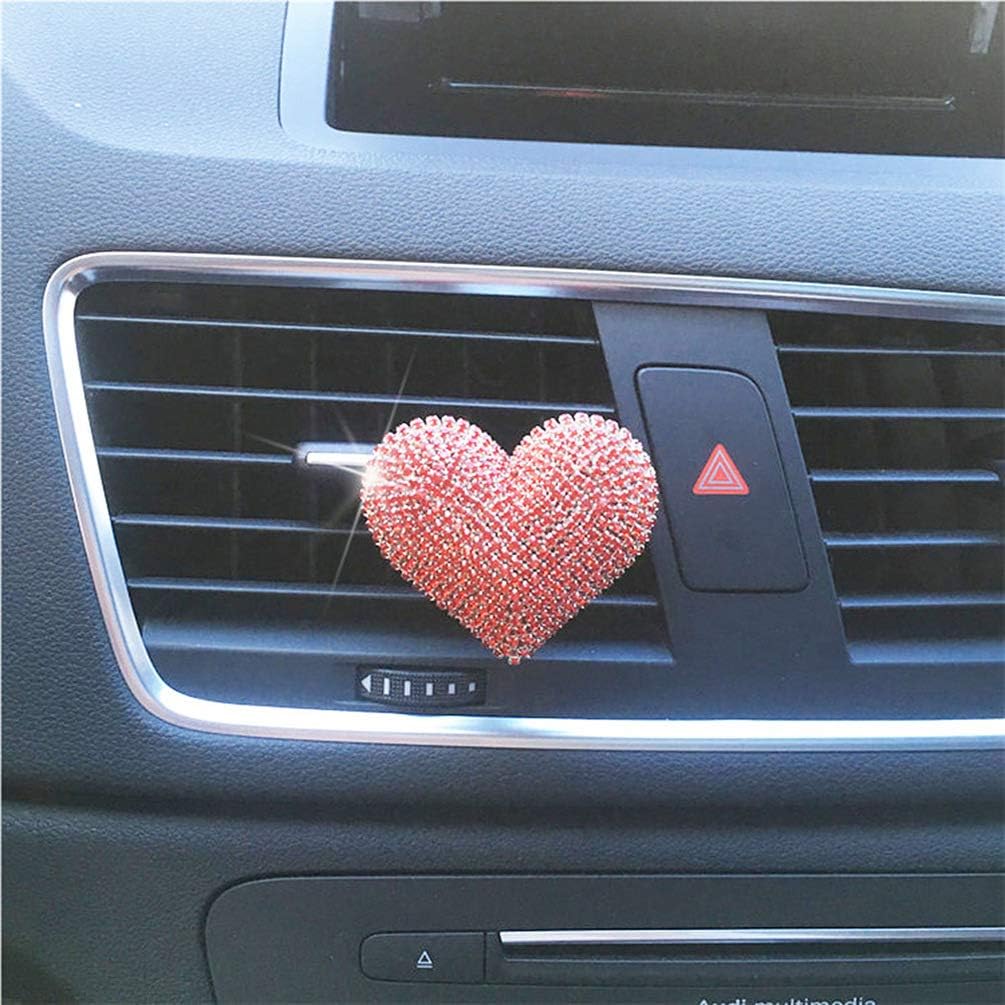 BESPORTBLE Car Diffuser Vent Clip Crystal Heart Car Fragrance Aromatherapy Essential Oil Air Freshener Car Vent Inner Dashboard Decor (Red) - Image 5