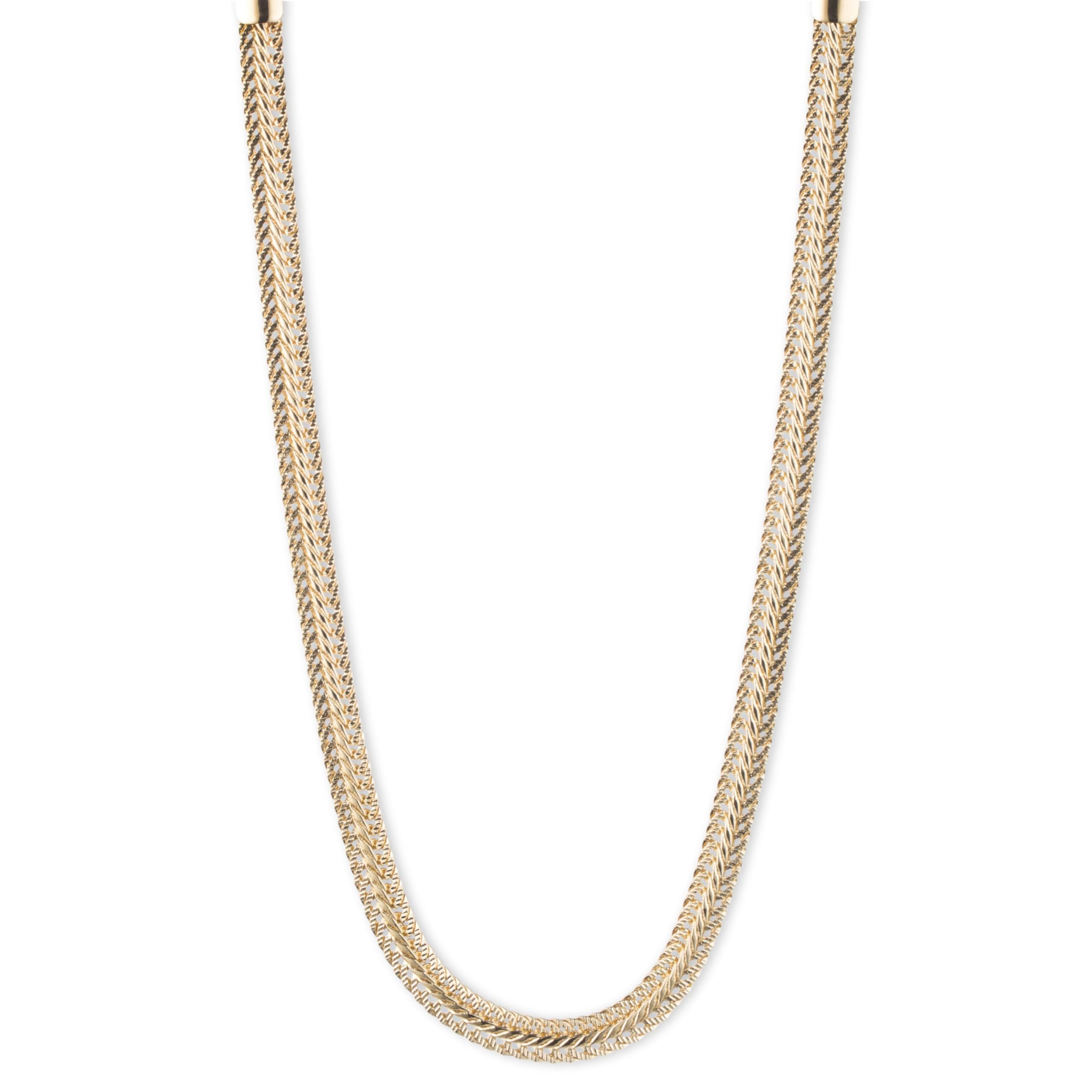 Anne Klein Collar de cadena de espiga en tono dorado para mujer – Collar plano ajustable, cadena de 17 pulgadas con extensor de 3 pulgadas, joyería de moda con cierre de langosta, collar clásico en tono dorado