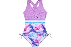 BFUSTYLE Girls Swimsuit One Piece Bathing Suit 4-13 Years Sleeveless Beach Swimwear