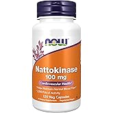 NOW Foods Nattokinase 100 mg 120 VegiCaps (Pack of 2)