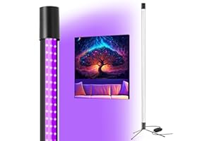Waygor 72W Black Light Bar - Upgraded 4ft Blacklight Bar 395nm to 405nm LED Black Lights Premium Floor Stand UV Light Bar with Power Cord, Plug, Switch for Glow Party, Halloween (1 Pack)