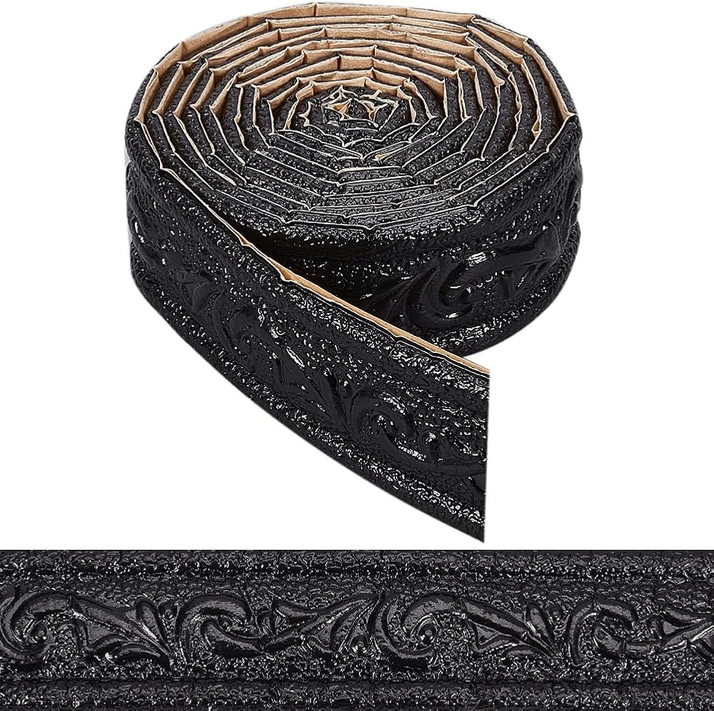 CRASPIRE Self Adhesive Wallpaper Border 2.3m x 4.5cm 3D Foam Trim Black