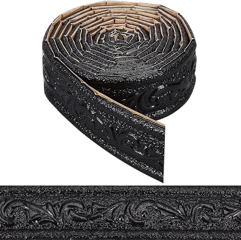 CRASPIRE Self Adhesive Wallpaper Border 2.3m x 4.5cm 3D Foam Trim Black