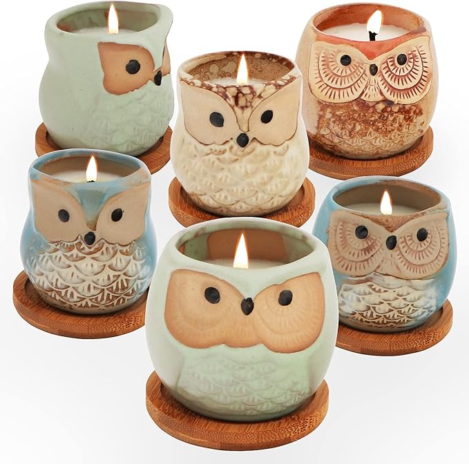Kinforse Citronella Candles Outdoor QUTE Scented Owl Candles Set
