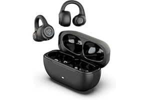 JLab Flex Open Earbuds, Clip-on Cuff Design, Wireless Open-Ear Audio Freedom Effortless Fit, Safe Listening, Bluetooth Multipoint, Customize with The App, Black