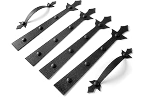 HULKNPEW Garage Door Magnetic Decorative Hardware, 4 Hinges+2 Handles Update Garage Door Magnets Accents Curb Appeal Faux Hinges and Handles Garage Door Decor Hardware Kit-6PCS,Black (Premium Hinges)