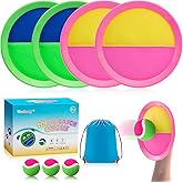 Weehoey Beach Toys - Outdoor Games for Kids, Toss and Catch Ball Set with 4 Paddles 3 Balls, Toys for 3 4 5 6 7 8+ Year Old Boys Girls Christmas Birthday Gifts (Pink and Green)