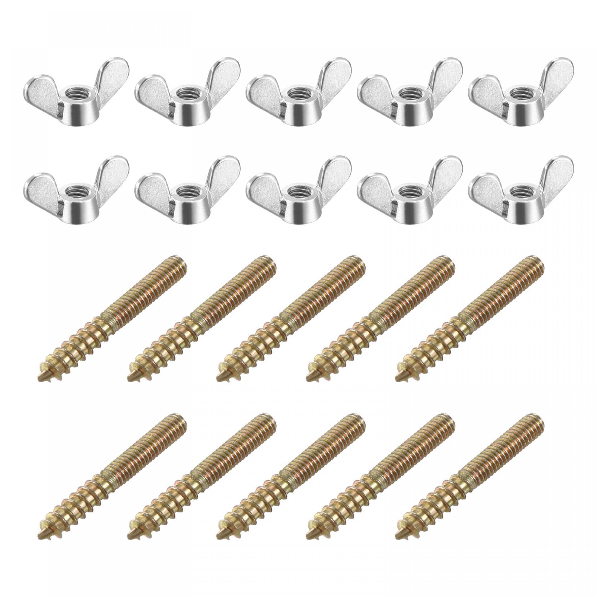 Photo 1 of uxcell M4 Wing Nuts Butterfly Nut Silver Tone 10pcs and M4x30mm Hanger Bolt Double Headed Screw 20pcs