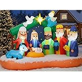 Kasyat 8.5 ft Christmas Inflatables Nativity Scene Outdoor Decorations, Large Christmas Blow up Yard Nativity Sets with LED Lights, Holiday Lawn Garden Xmas Party Decor
