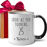 WFFW Funny Look at You Turning 25 Twice - 50th Birthday Mug Gifts for Women Men, Sassy Happy Fifty birthday Gift for Family Friends Bestie Coworkers, Joke Novelty 11oz Ceramic -330