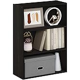 Furinno PASIR Book Shelf, 3-Tier Bookshelf, Storage Shelves Bookcase, 9.7 x 23.7 x 31.5, for Living Room, Bedroom, Home Office, Dark Espresso