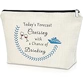 Cruise Themed Makeup Bag Cosmetic Organizers Travel Pouch for Women Cruise Lovers Vacation Trip Cocktail Lovers Birthday Christmas Gift for Friend Sister