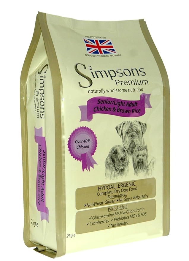 Simpsons Premium Dog Food Senior/Light Chicken & Brown Rice 2kg Amazon
