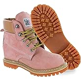 Safety Girl - Stylish Steel Toe Boots For Women | Work Boots For Women | Water Resistant Feature | Lightweight & Slip-Resistant Steel Toe Shoes For Women | Premium Nubuck Leather | Light Pink - 7.5M