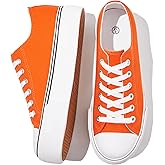 SERNIAL Womens White Platform Sneakers Low Top Platform Shoes Black Canvas Shoes for Women