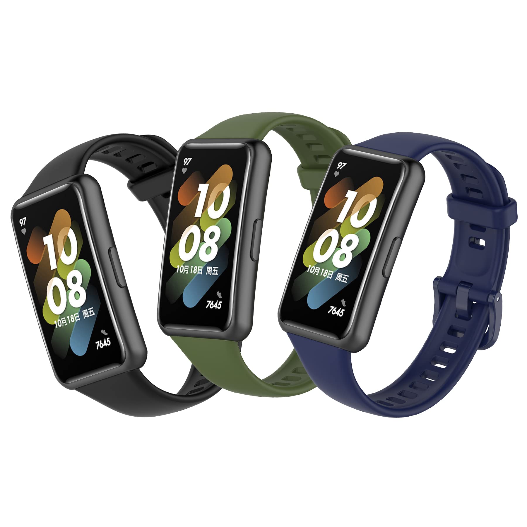 MIJOBS 3PCS Straps Compatible with Huawei Band 7 Replacement Strap Waterproof Sports Silicone Straps Compatible with Huawei Band 7 Smartwatch