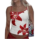 WDIRARA Women's Floral Print Cami Top Spaghetti Strap Crop Tops Flowers Camisole