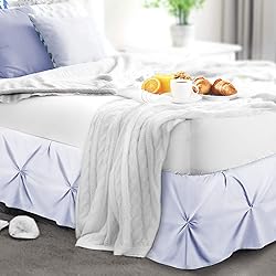 Nestl Ice Blue Bed Skirt Twin Size, Pinch Pleat