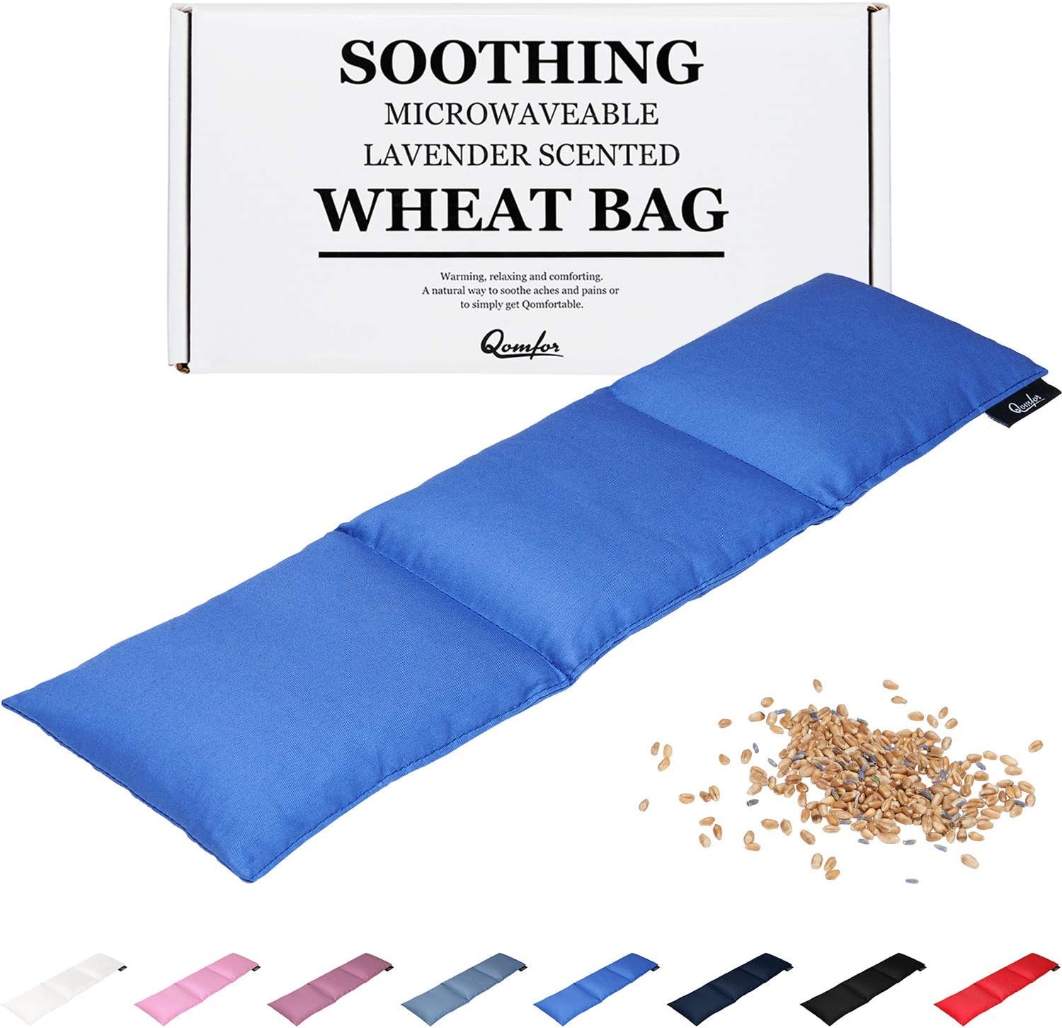 Qomfor, Microwavable Wheat Bag, Blue, Lavender Scented Microwave Heating Pad/Warming Pillow