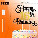 ZHIHUI 7-Piece Personalised 70th Birthday Cake Toppers Black Gold Glitter Happy view 6