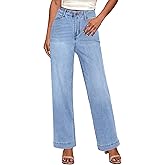 GRAPENT Wide Leg Jeans Woman High Waisted Trendy Stretchy Denim Pants Classic Trouser Jeans with Slash Pockets