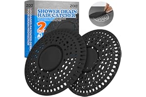 zaa Shower Drain Hair Catcher, Upgraded 2Pack Premium Silicone Drain Protector & Shower Drain Cover for Regular Floor Drains of Shower Room, Bathroom, Black
