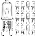 G9 Bulb 60W, 12 Pack G9 Halogen Light Bulbs 2 Pin Base T4 JCD Type 120V Xenon Small Light Bulb for Chandeliers, Range Hood Light, Bathroom Light Bulbs, Cabinet Lights, Dimmable, 2700K Warm White