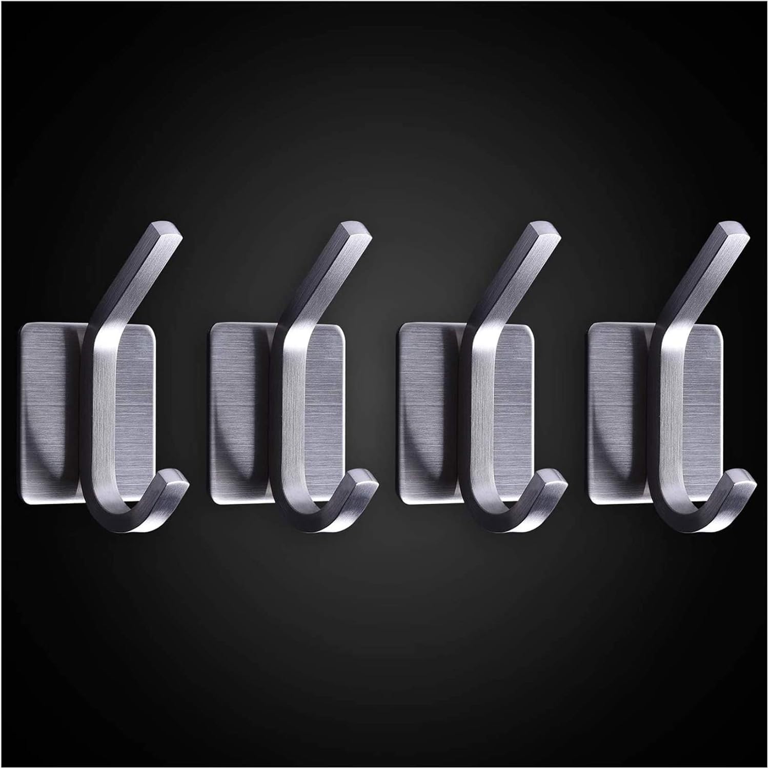 Taozun Towel Hooks Self Adhesive Coat Robe Hooks Bathroom Sticky Hanging Wall Hook Stainless Steel Brushed, 4 Pack - - 