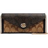 COACH Signature Blocking Envelope Wallet w Chain and Turnlock