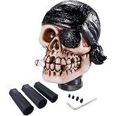 Arenbel Skull Gear Stick Shift Handle One-Eyed Pirate Car Shifter Knob | Weighted Resin Skull Head Gear Shifter Grip, Hot Rod Style Racing Modification Fit Most Manual Transmission Vehicles, Black