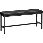 VASAGLE Dining Table Bench, Ottoman Bench | PU Leather Padded Seat, Steel Frame, for Dining Room, Living Room, Hallway, Bedroom, Black UKTB034B81