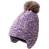 FENELY Women's Knitted Warm Beanie Winter Hat, Warm Chunky Snow Hat with Pompom