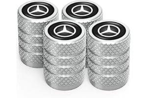 LAWMM Tire Valve Caps, Valve Stem Caps for Mercedes Benz C E S M Serie CLK GLK GL AB AMG GLS GLE AMG, Alloy Car Tire Caps for Corrosion Resistant Leak-Proof Car Accessories, Silver