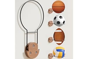 Cinola Basketball Holder Wall Mount, Foldable Ball Storage for Basketball, Soccer Ball, Volleyball, Football, Rugby, Ball Holder as Sports Room Decor, Boys Room Accessories
