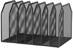Jalzdieod Classeur en métal à 7 sections en maille pour bureau vertical trieur de documents pour livres, classeur