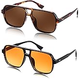 FEISEDY Retro Square Aviator Sunglasses Women Men 70s Vintage Trendy Plastic Frame Sun Glasses B4158