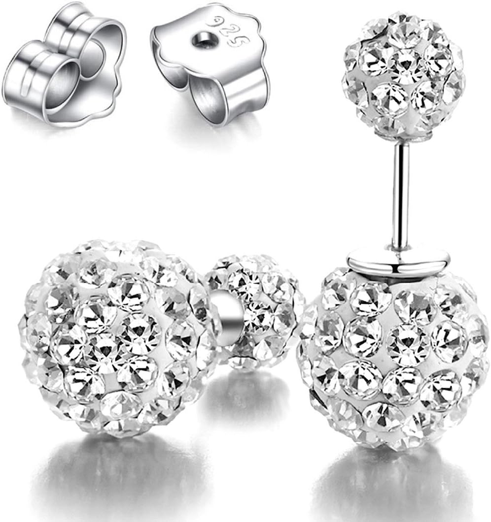 Kim Johanson women's double shamballa "disco” earrings made of 925 sterling silver with zirconium jewels