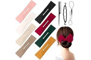 VEGCOO 8 Pcs Deft Hair Bun Maker with 4 Pcs Hair Styling Tools, French Spinning Bun Maker for Hair, Twist Hairstyle Bun Shape