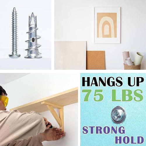 Ansoon Self-Drilling Drywall Anchors Kit - 25 Zinc Anchors & 25 Screws (50 Pc) For Heavy Duty Hanging