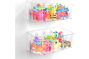 Lysam Bath Toy Storage 2 Packs, Large Bath Toy Holder with 3 Compartment, Quick Dry Bathtub Toy Organizer, Bath Tub Toy Net, Shower Toy Basket & Bin, Bathroom Accessories for Baby,Toddler,Kids（Clear）