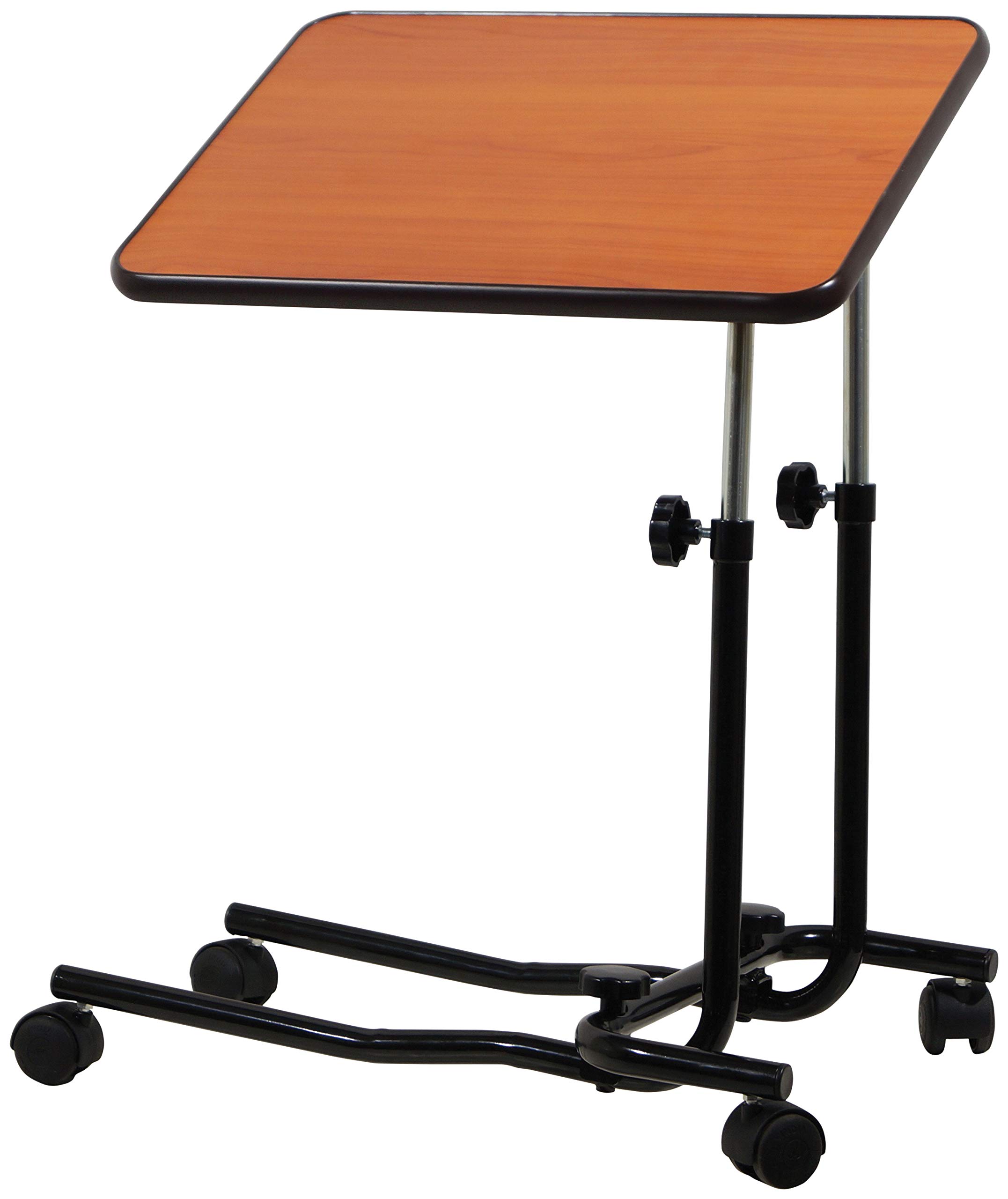 Aidapt Overbed and Chair Table Desk With Hygienic Laminated Easy Clean Top, Height and Angle Adjustment For Writing, Eating, Reading and Hobbies With Easy Move Castors with Brakes.