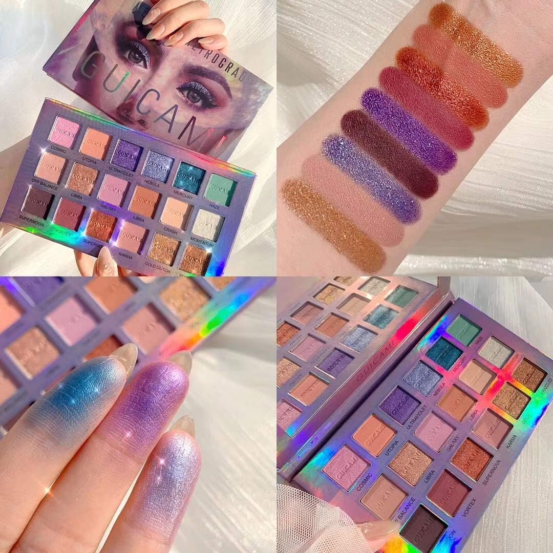 GUICAMI MYSTERIOUS Eyeshadow Palette Mercury Retrograde Eyeshadow Palette Matte Shiny Glitter Eye Shadow Makeup Palette