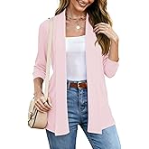 LOMON Womens 3/4 Sleeve Cardigan Open Front Lightweigh Casual Cardigan with Pockets