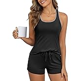 Ekouaer Womens Tank Top Pajama Set Comfy Sleeveless Sleepwear Racerback Cami and Shorts Pjs 2 Piece Summer Loungewear