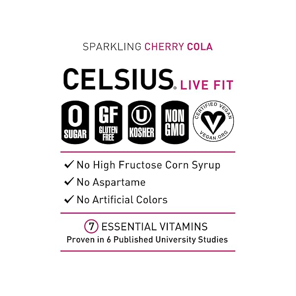 CELSIUS SPARKLING CHERRY COLA, SUGAR FREE ENERGY DRINK, 12 FL OZ (PACK OF 12)