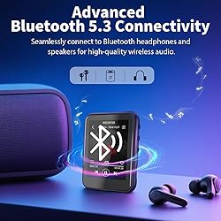 16GB MP3 Player with Bluetooth 5.3, QNGEE 2.4 inch