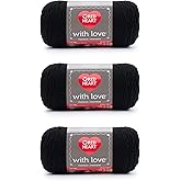 Red Heart with Love Black Yarn - 3 Pack of 198g/7oz - Acrylic - 4 Medium (Worsted) - 370 Yards - Knitting/Crochet