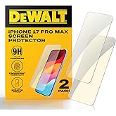 DEWALT Heavy Duty Glass Screen Protector Compatible with iPhone 17 Pro Max, 2 Pack Protective Tempered Glass Screen Shield, Oleophobic Case Friendly, Perfect Install Tool Included, HD Clear