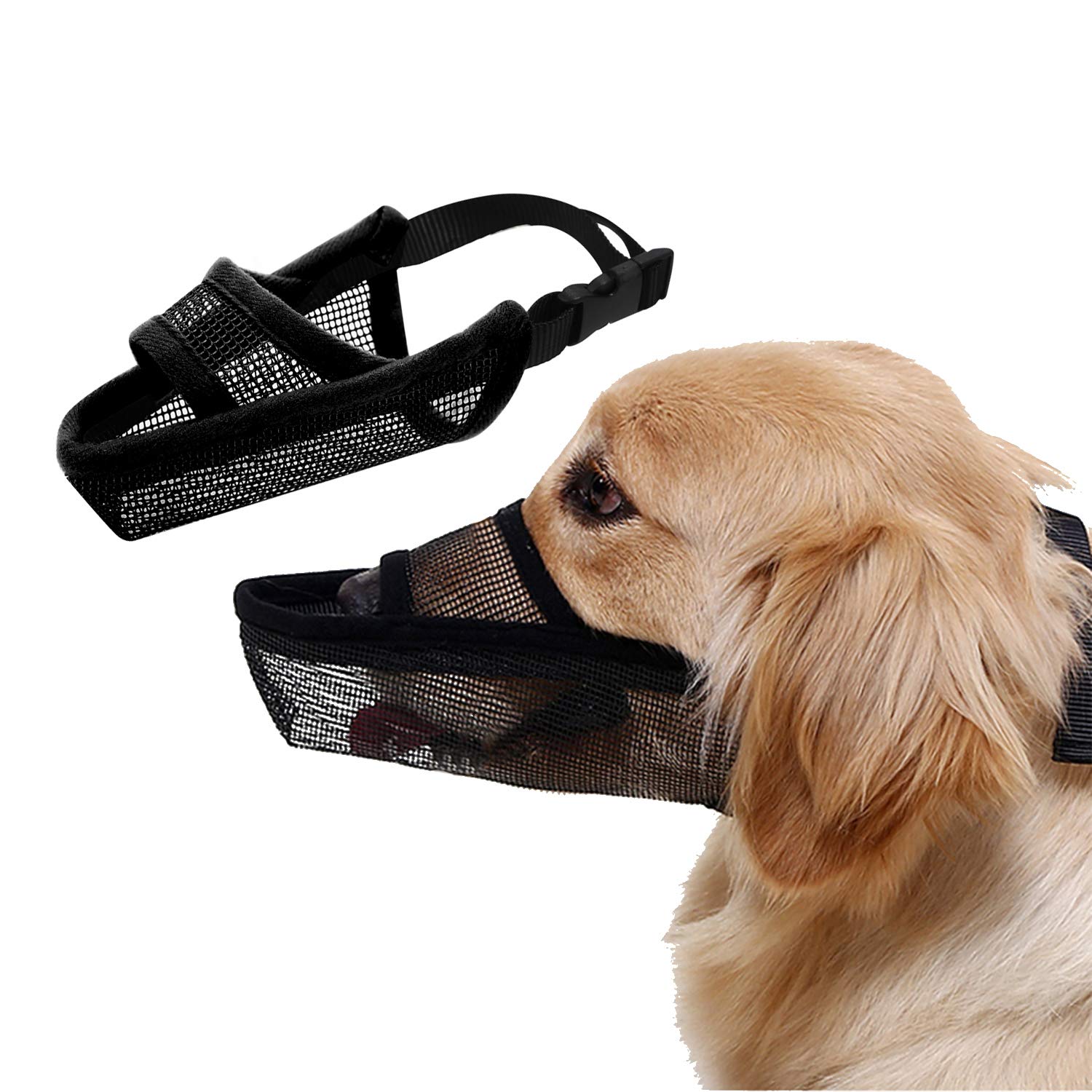 Dog Muzzle - Soft Nylon Adjustable Breathable Mesh Mask, Mouth Cover for Anti-Biting Anti-Barking Licking (Size XXS)
